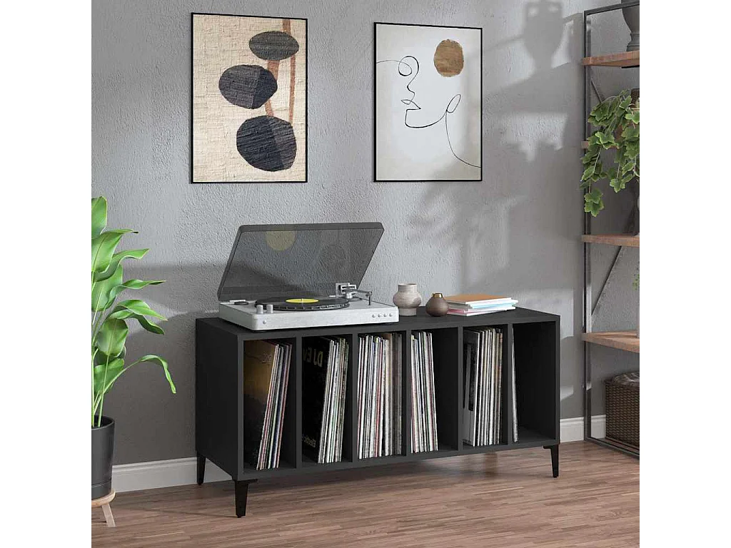 Plattenschrank Schwarz 100x38x48 cm Holzwerkstoff