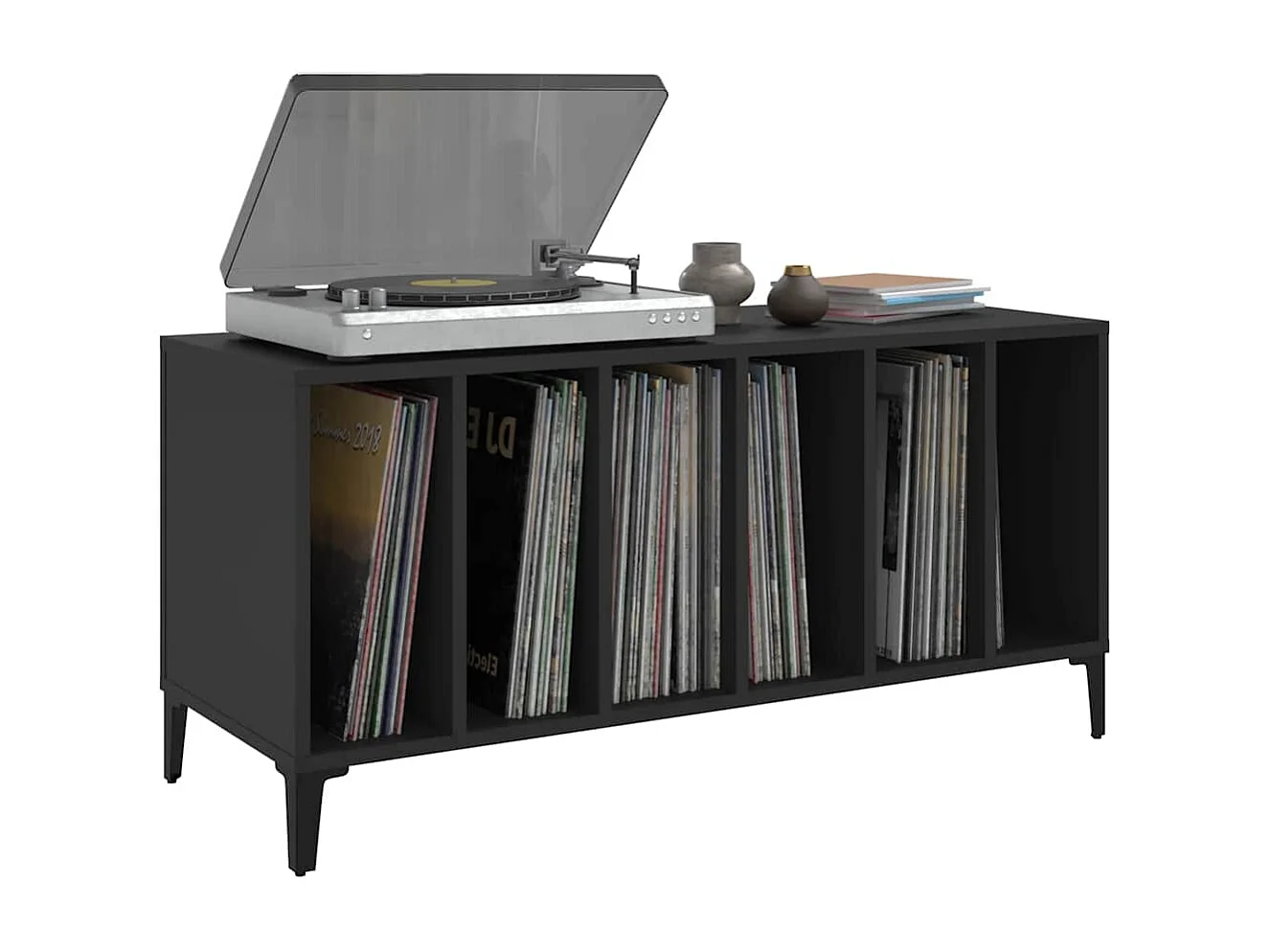 Plattenschrank Schwarz 100x38x48 cm Holzwerkstoff