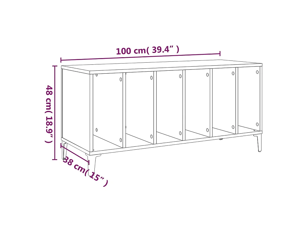 Mobile Porta Dischi Nero 100x38x48 cm in Legno Multistrato