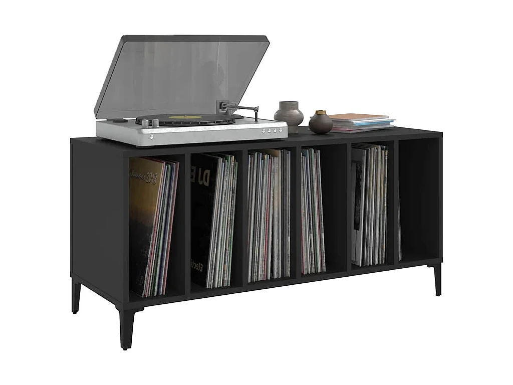 Mobile Porta Dischi Nero 100x38x48 cm in Legno Multistrato