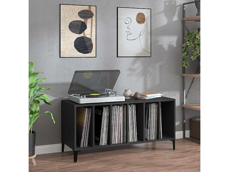 Armoire à disques noir 100x38x48 cm bois d'ingénierie