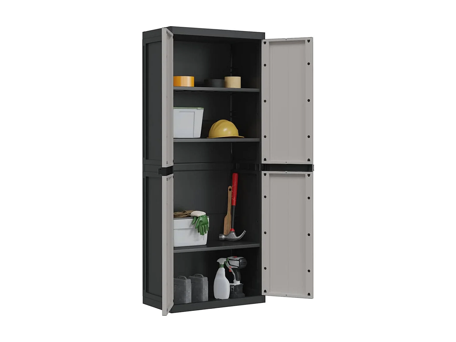 Móvel de arrumação para exterior 65x37x165 PP cinzento e preto