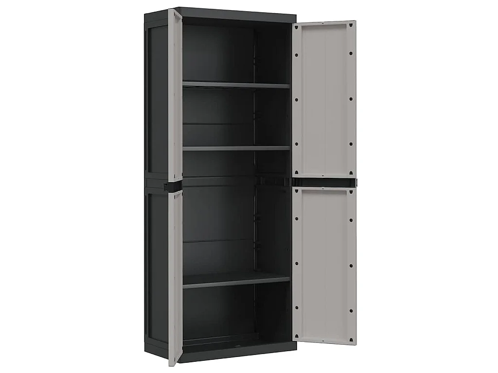 Armoire de rangement d'extérieur gris et noir 65x37x165 cm PP