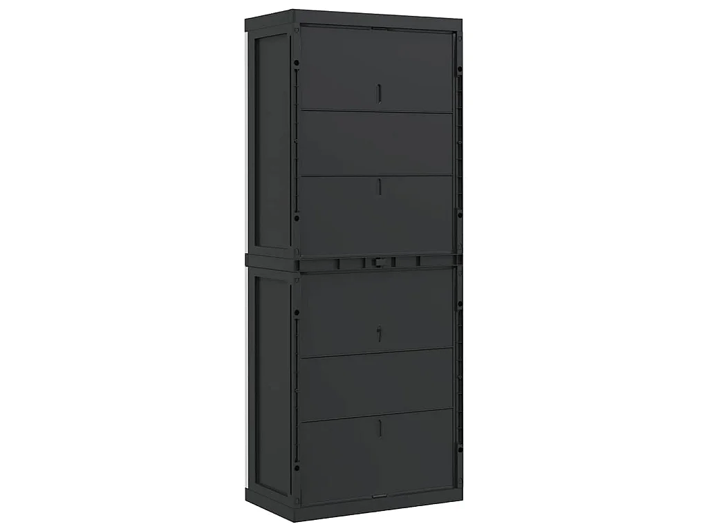 Armoire de rangement d'extérieur gris et noir 65x37x165 cm PP
