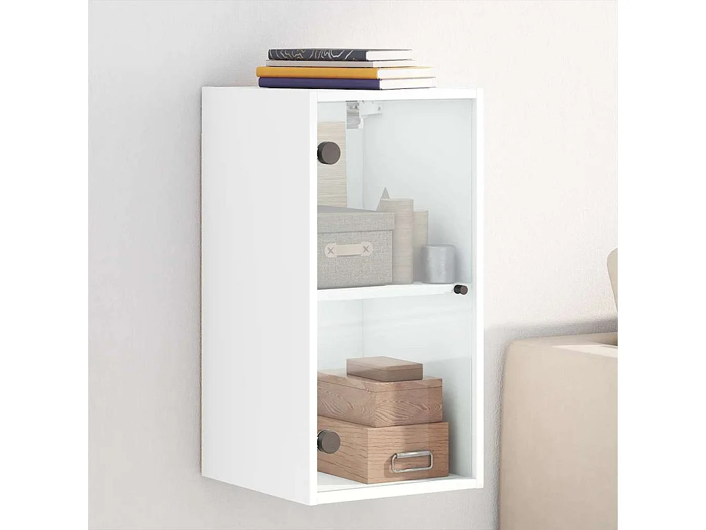 Mobile a Muro con Ante in Vetro Bianco 35x37x68,5 cm