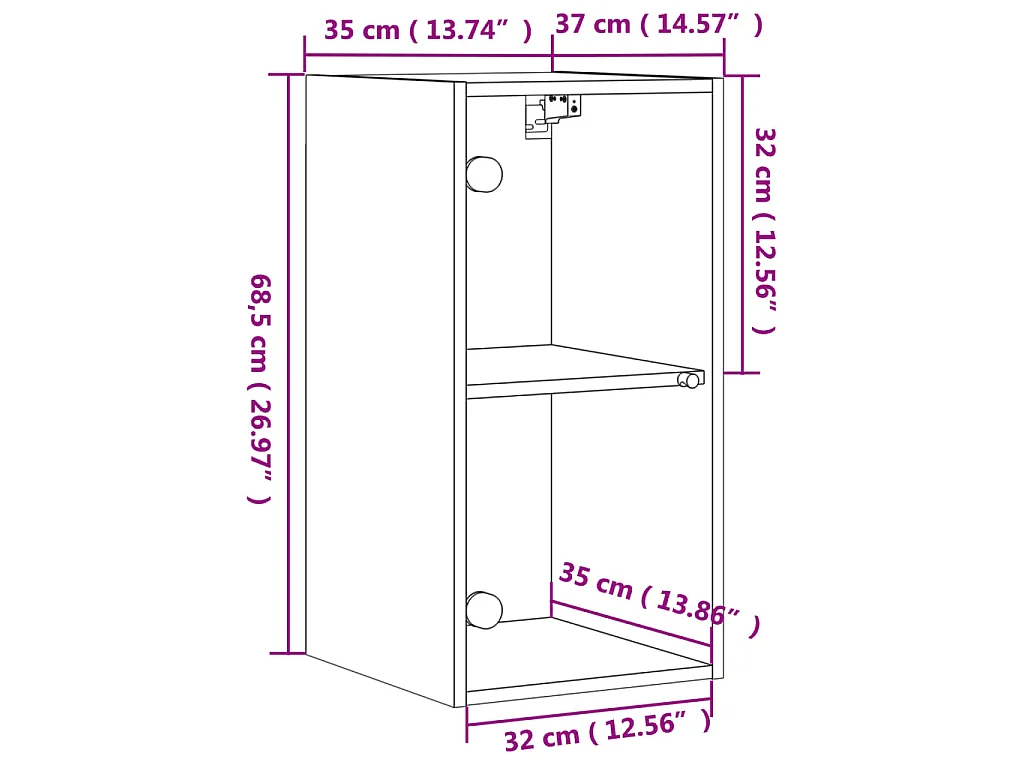 Mobile a Muro con Ante in Vetro Bianco 35x37x68,5 cm