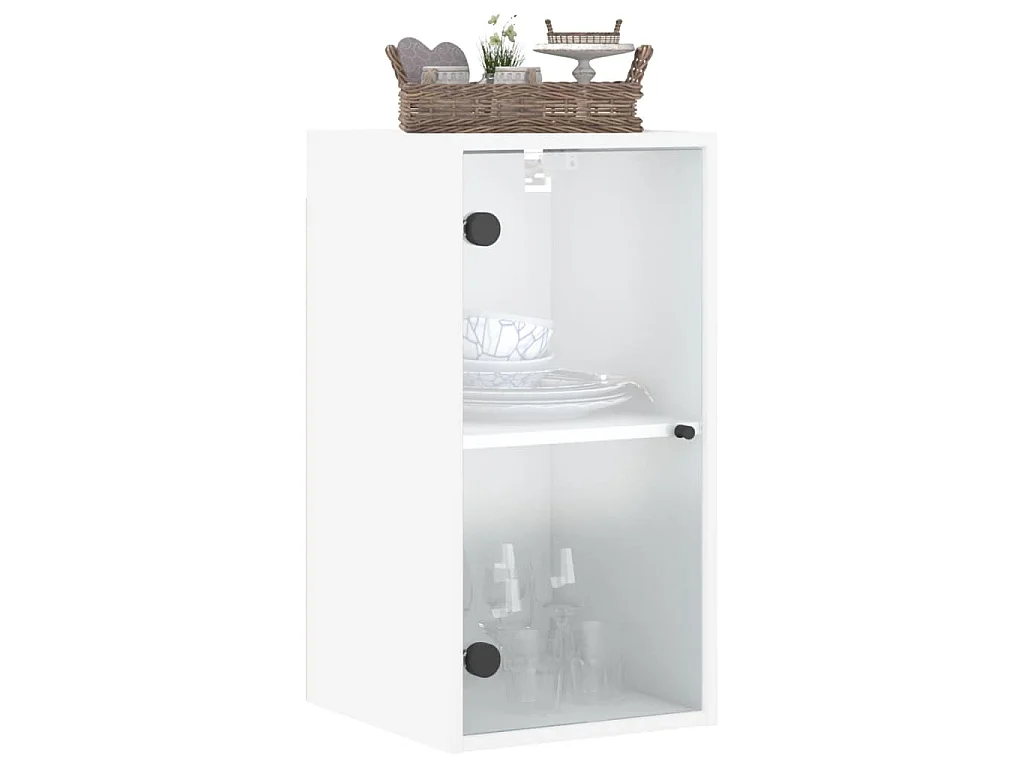 Mobile a Muro con Ante in Vetro Bianco 35x37x68,5 cm