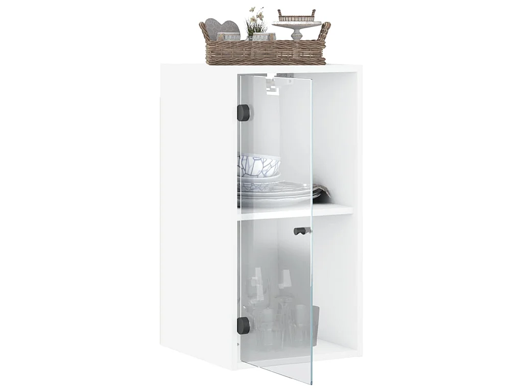 Mobile a Muro con Ante in Vetro Bianco 35x37x68,5 cm