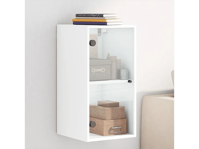 Armoire murale avec portes en verre blanc 35x37x68,5 cm