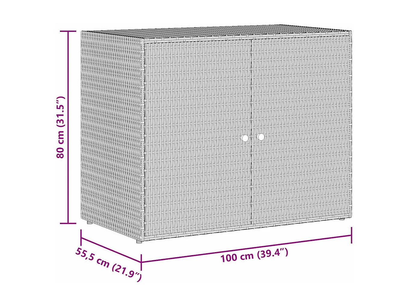 Armoire de rangement jardin Gris 100x55,5x80 cm Résine tressée