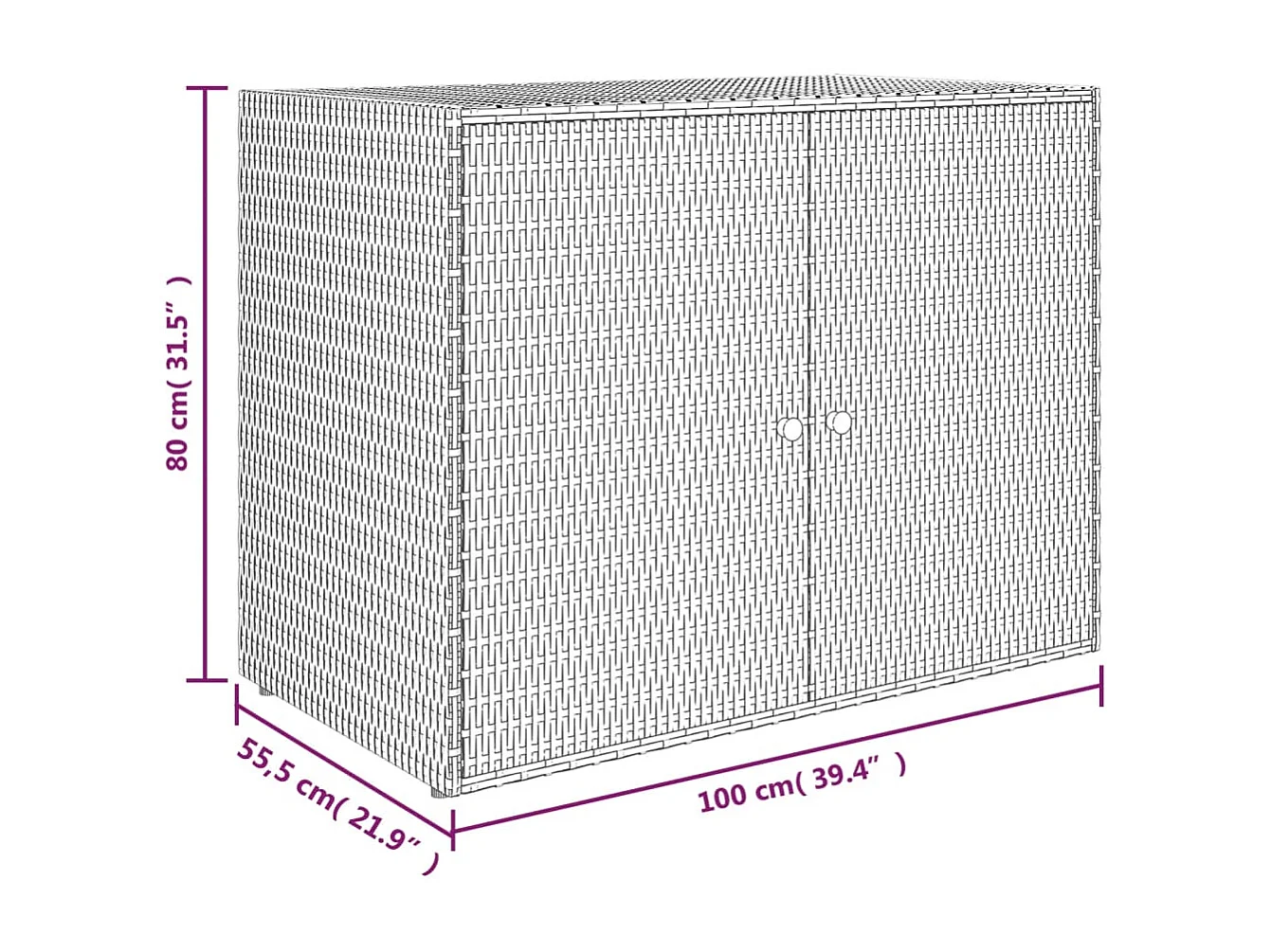 Armoire de rangement jardin Gris 100x55,5x80 cm Résine tressée