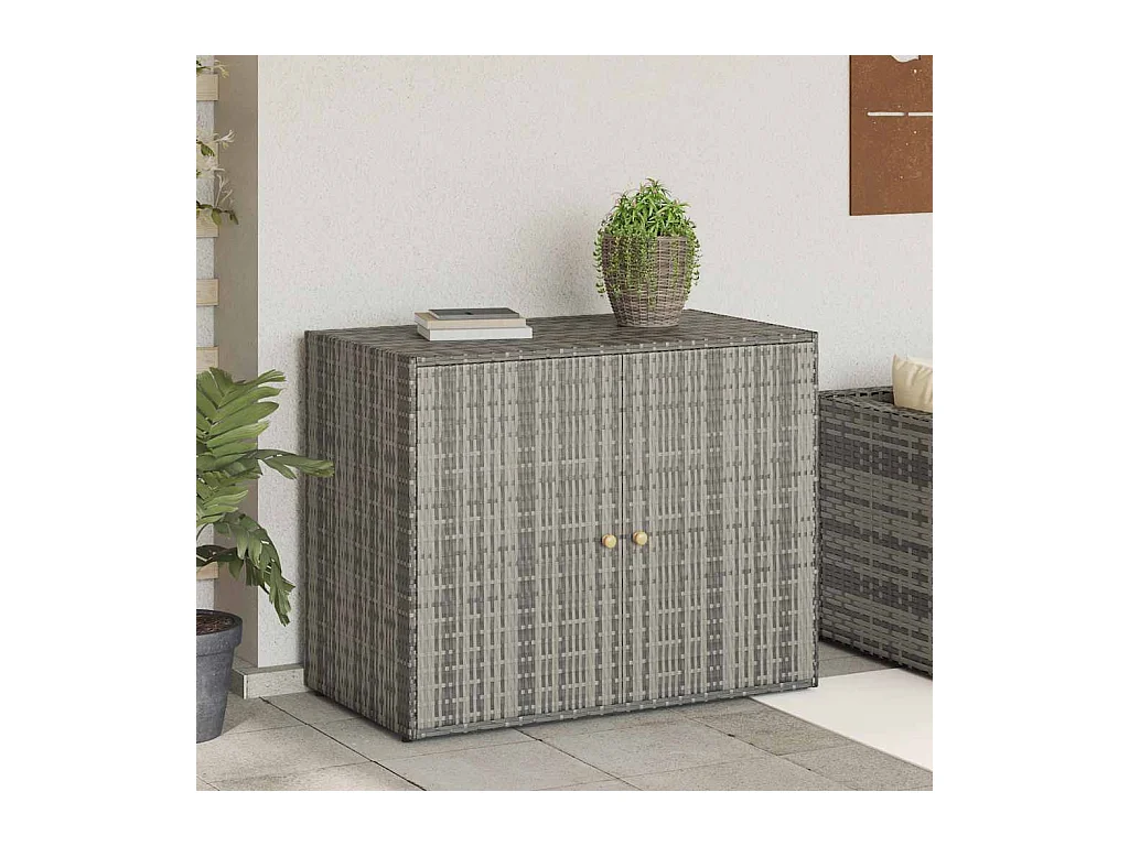 Gartenschrank Grau 100x55,5x80 cm Poly Rattan