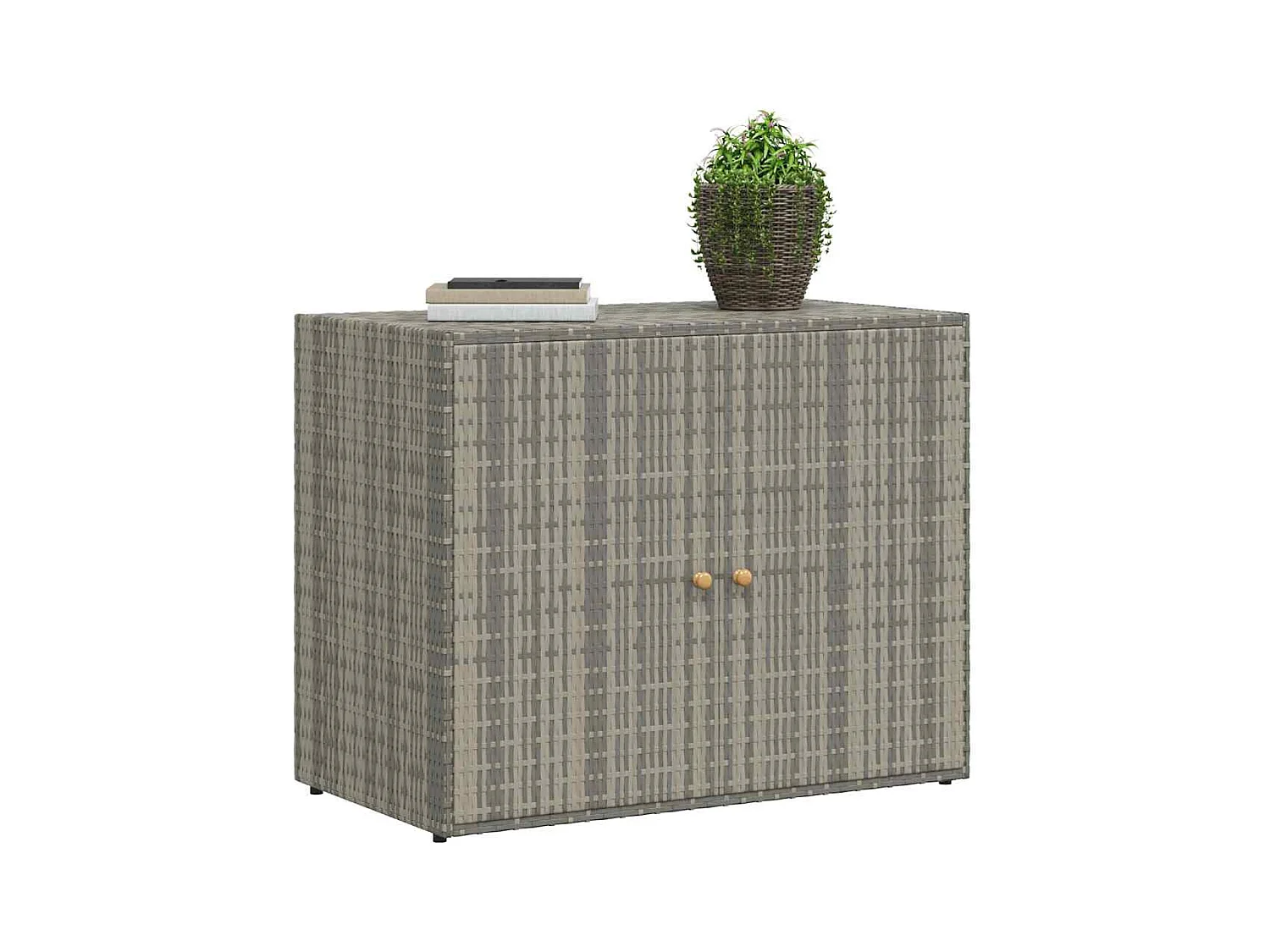 Gartenschrank Grau 100x55,5x80 cm Poly Rattan