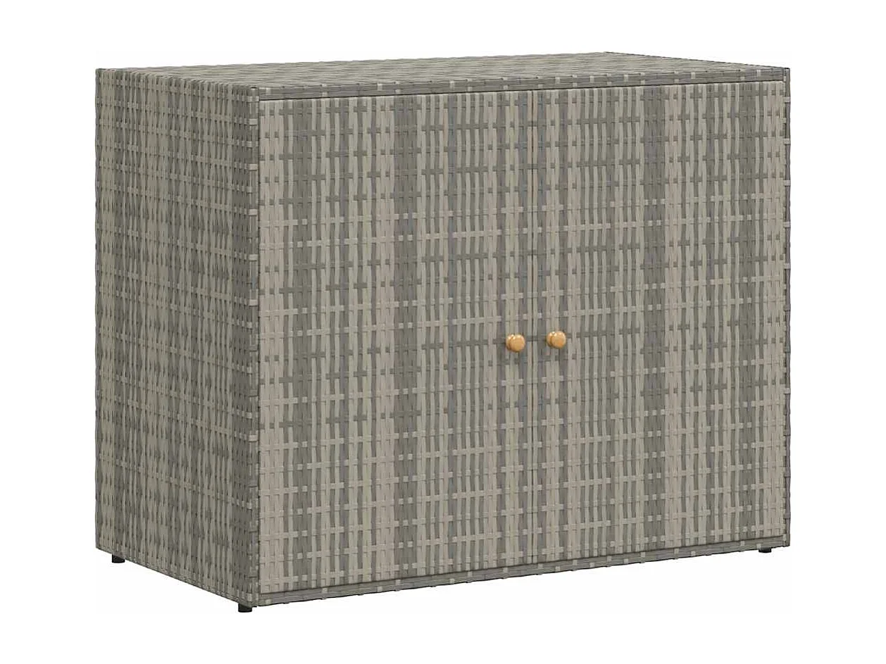 Armario de almacenaje de jardín ratán PE gris 100x55,5x80 cm