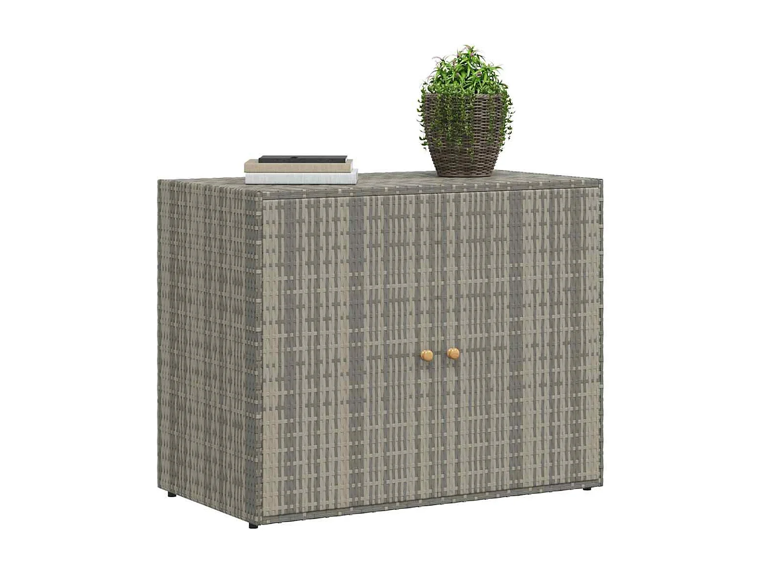Armario de almacenaje de jardín ratán PE gris 100x55,5x80 cm