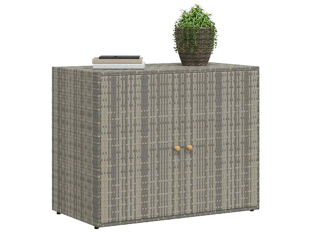 Armoire de rangement jardin Gris 100x55,5x80 cm Résine tressée