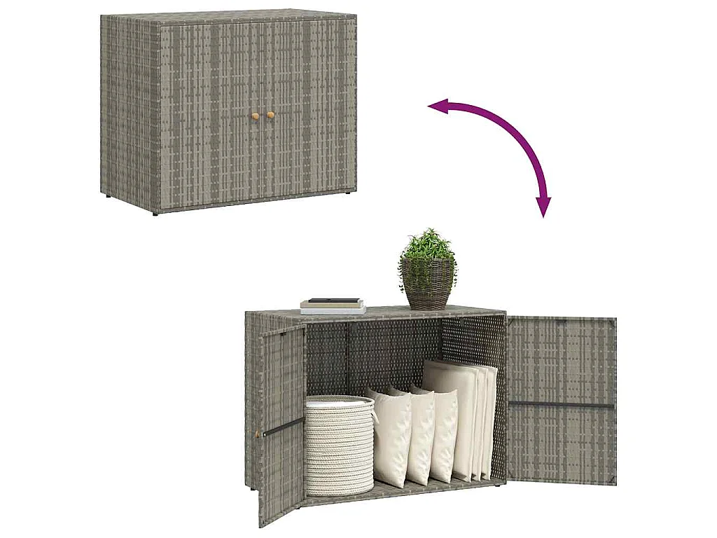 Armoire de rangement jardin Gris 100x55,5x80 cm Résine tressée