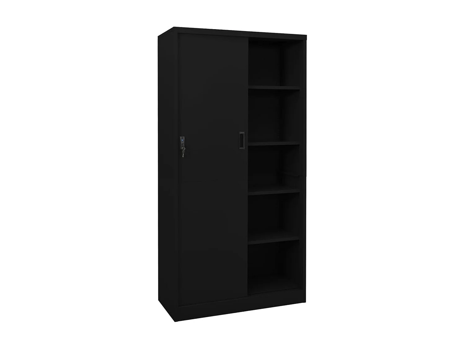 Armoire de bureau avec porte coulissante Noir 90x40x180cm Acier