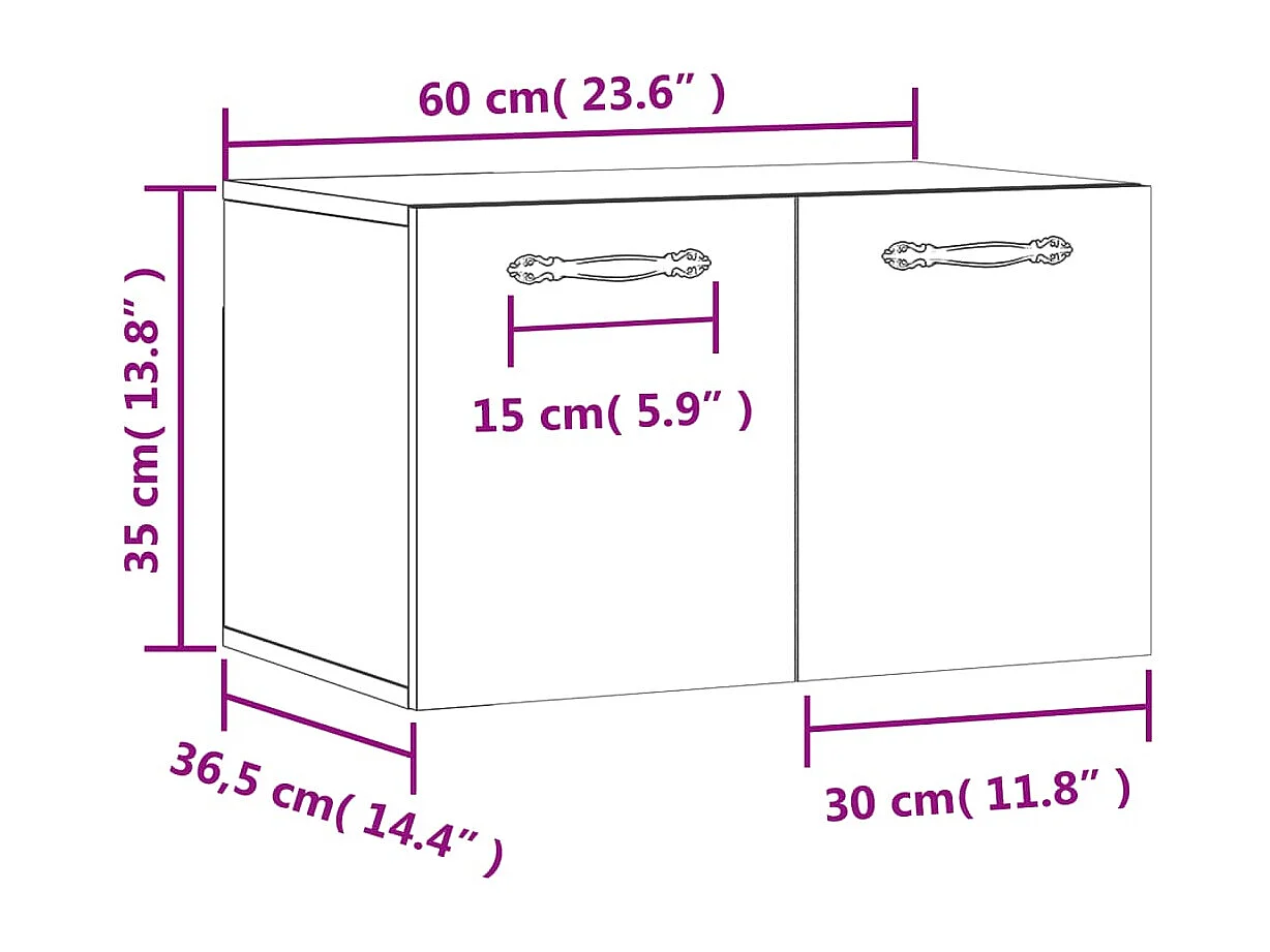 Armoire murale Blanc 60x36,5x35 cm Bois d'ingénierie