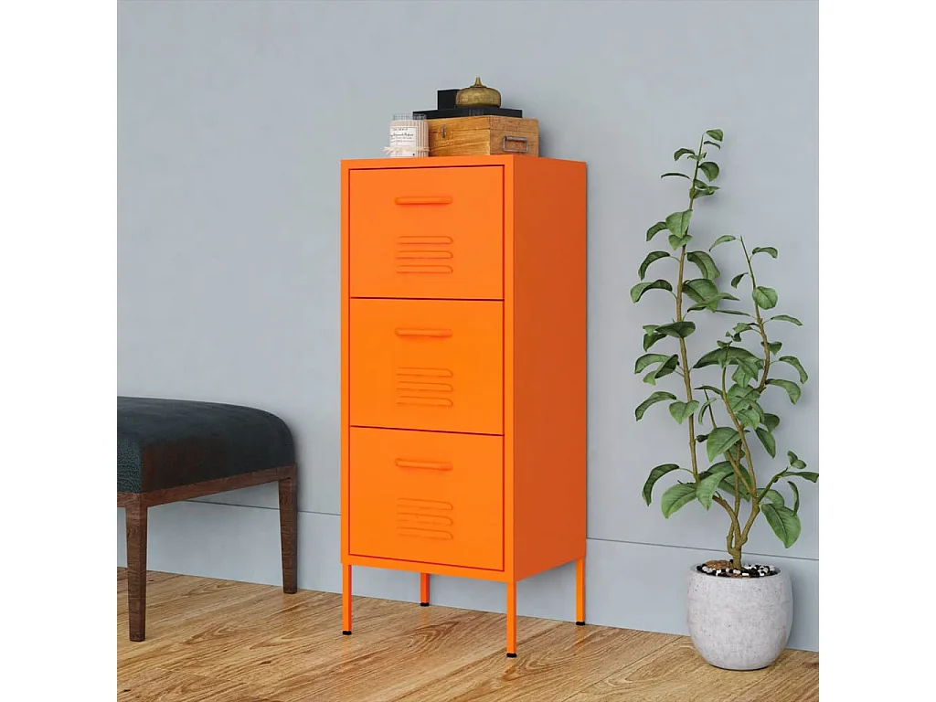 Armário de arrumação aço 42,5x35x101,5 cm laranja