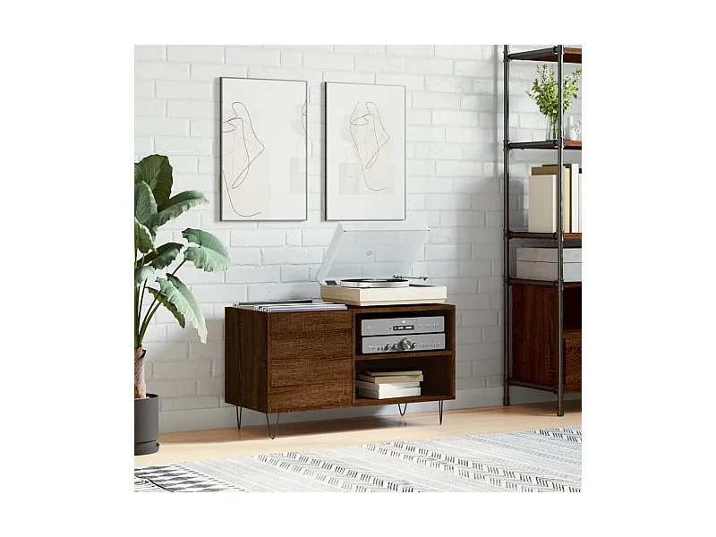 Armoire à disques chêne marron 85x38x48 cm bois d'ingénierie