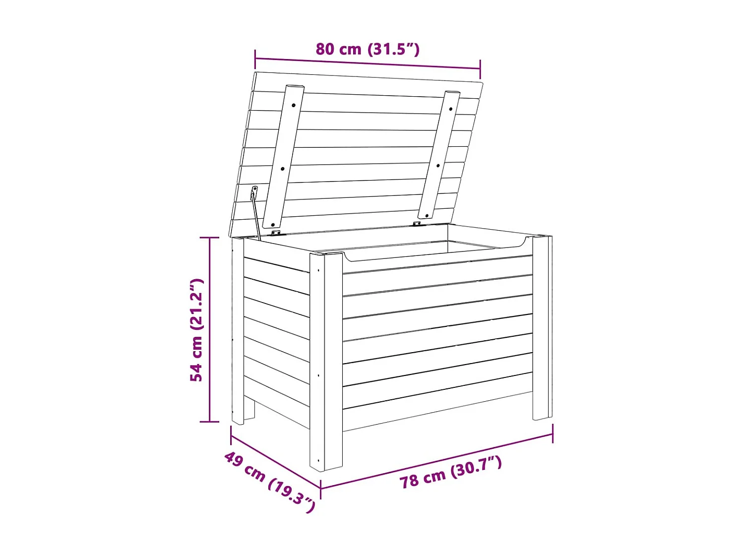 Opbergbox met deksel RANA 80x49x54 cm massief grenenhout wit