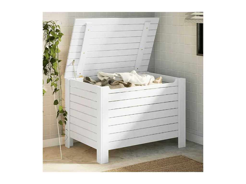 Boîte de rangement avec couvercle RANA blanc bois massif de pin