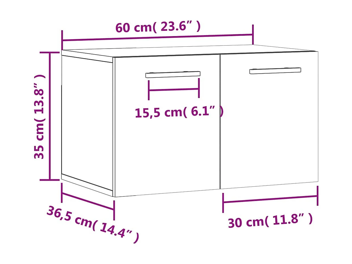 Armoire murale Blanc 60x36,5x35 cm Bois d'ingénierie