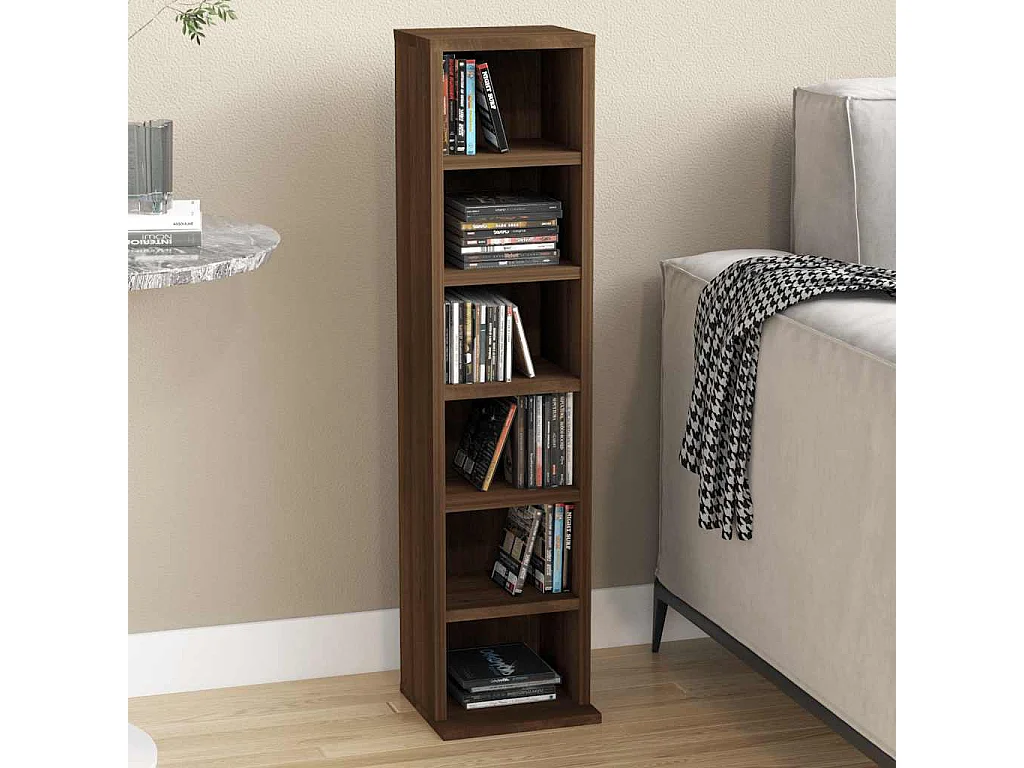 Armoire à CD Chêne marron 21x20x88 cm Bois d'ingénierie