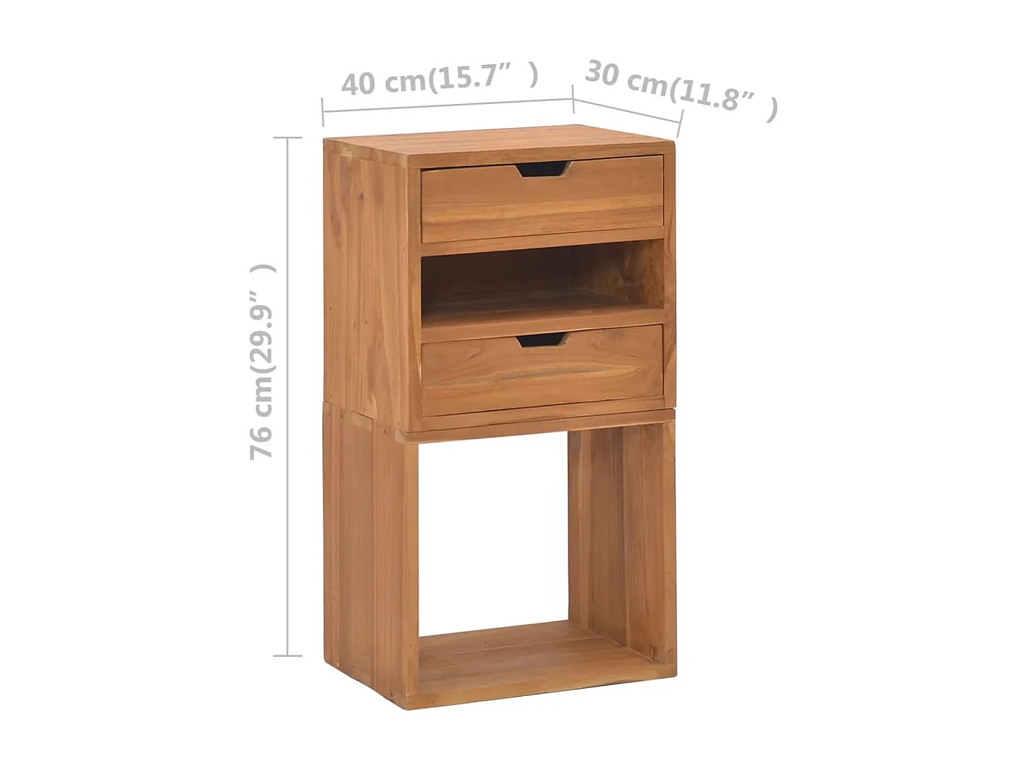 Mesa de cabeceira 40x30x76 cm madeira de teca maciça