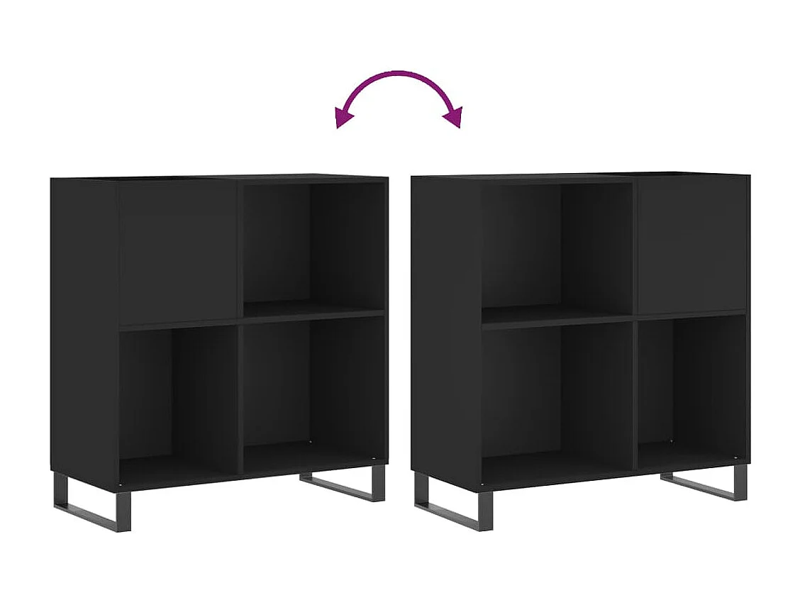 Armário para discos 84,5x38x89 cm derivados de madeira preto