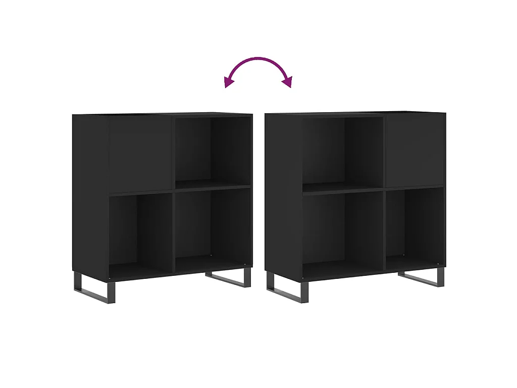 Mobile Porta Dischi Nero 84,5x38x89 cm in Legno Multistrato