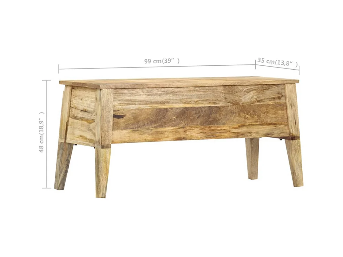Caja de almacenaje de madera maciza de mango 99x35x48 cm