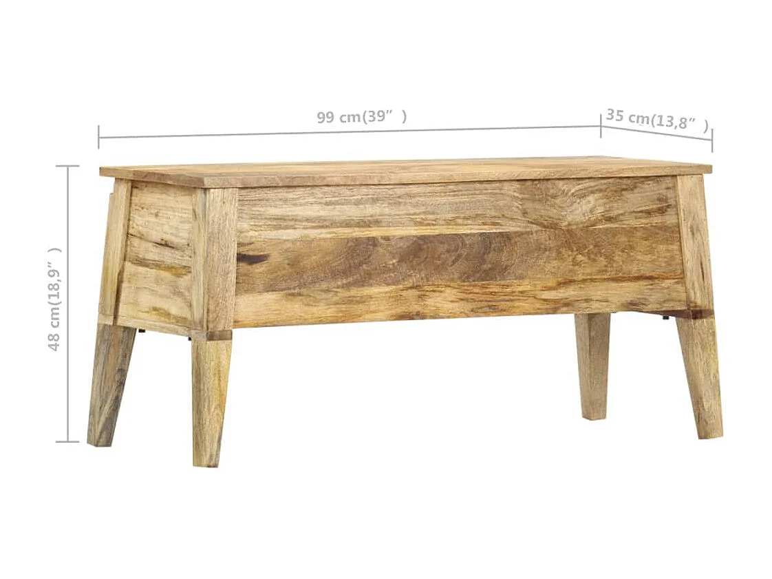 Skrzynia do przechowywania z litego drewna mango 99x35x48 cm – Rustykalna ławka wielofunkcyjna z miejscem do przechowywania