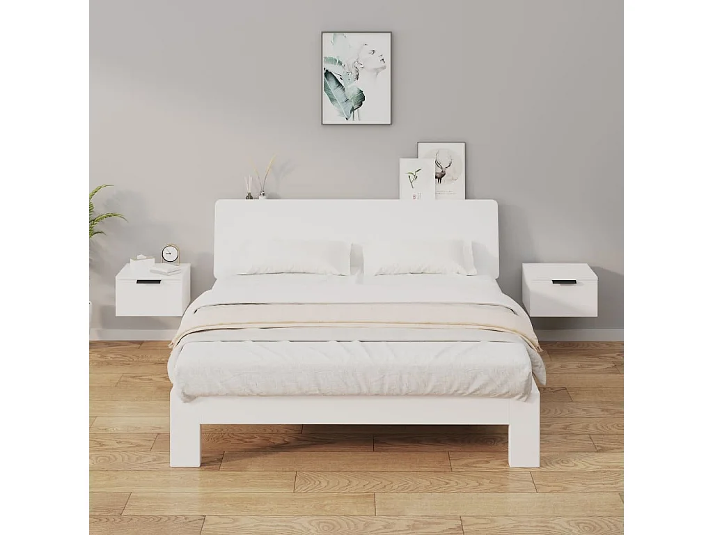 Comodini a Muro 2 pz Bianchi 34x30x20 cm