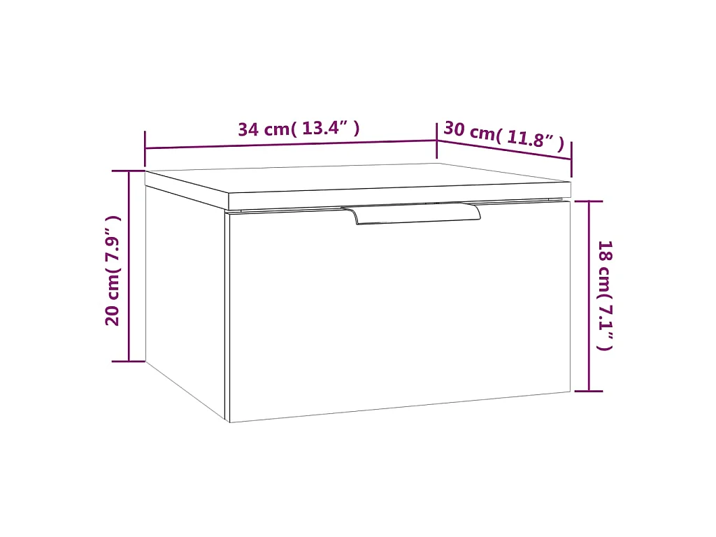 Comodini a Muro 2 pz Bianchi 34x30x20 cm
