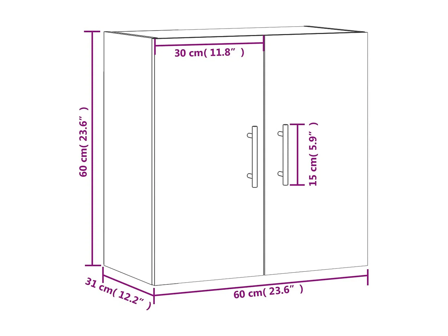 Wandkast 60x31x60 cm bewerkt hout zwart