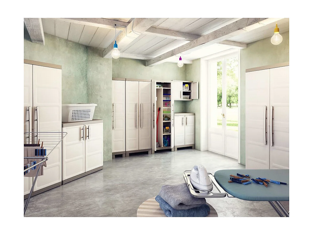 Armario de almacenaje con estantes Excellence beige taupe 182 cm