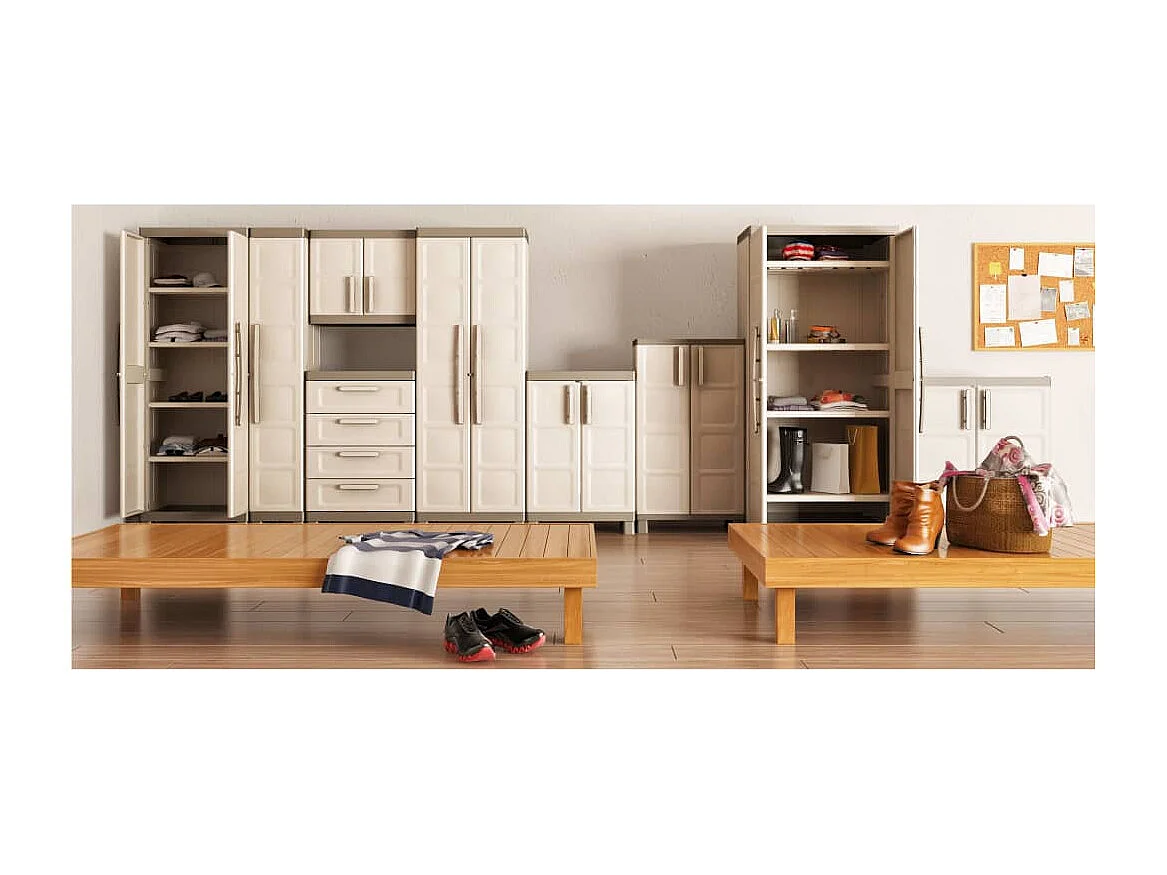 Opbergkast met schappen Excellence 182 cm beige en taupe