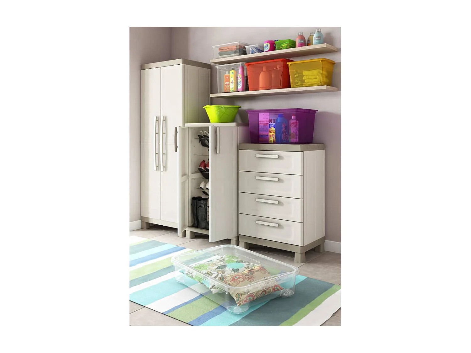 Armoire de rangement à étagères Excellence Beige et taupe 182 cm