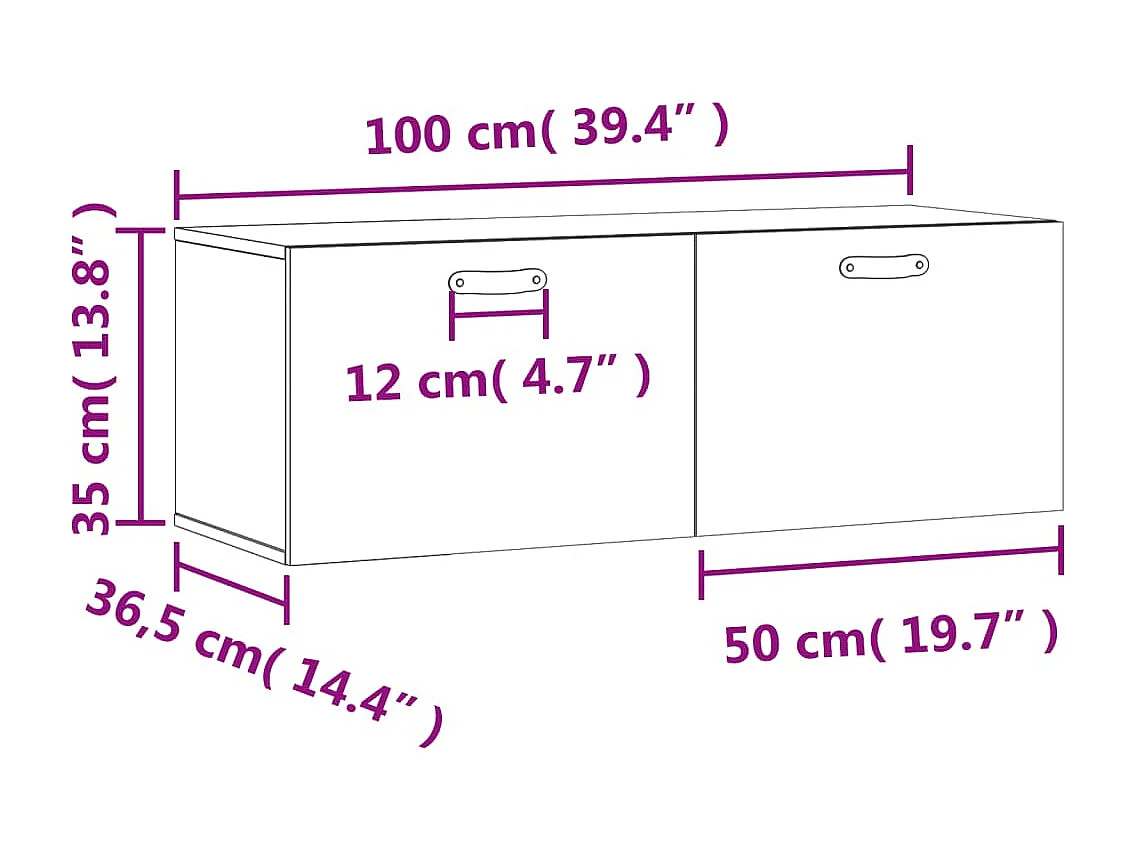 Armário parede 100x36,5x35 cm derivados de madeira cinza sonoma