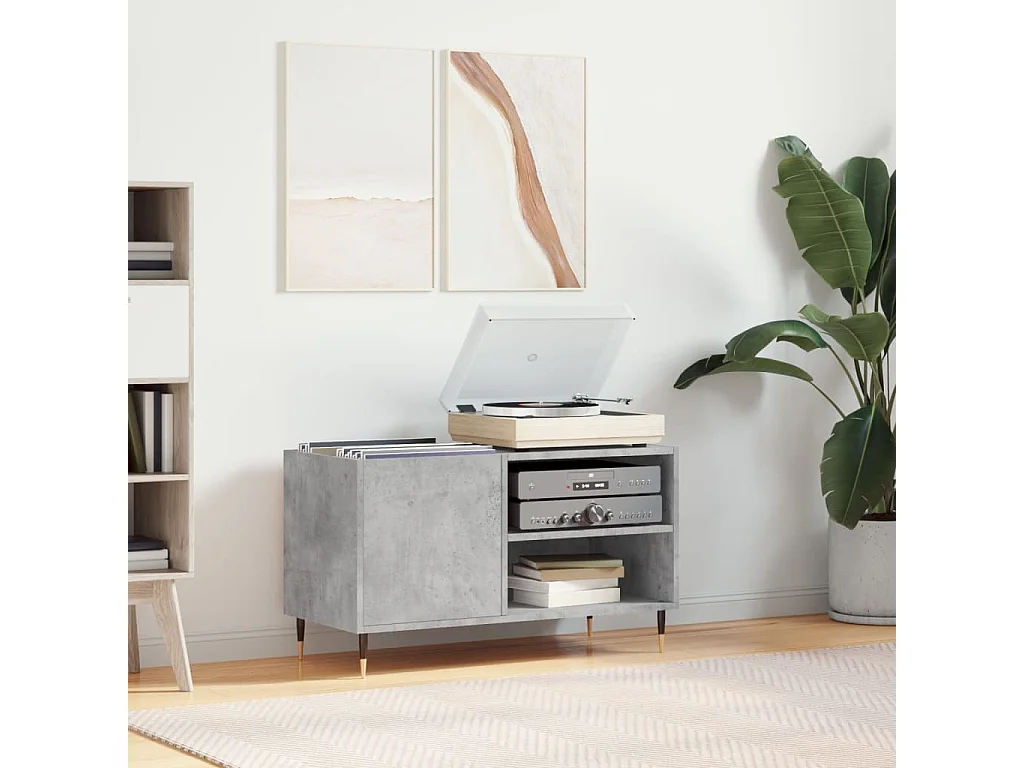 Armoire à disques gris béton 85x38x48 cm bois d'ingénierie