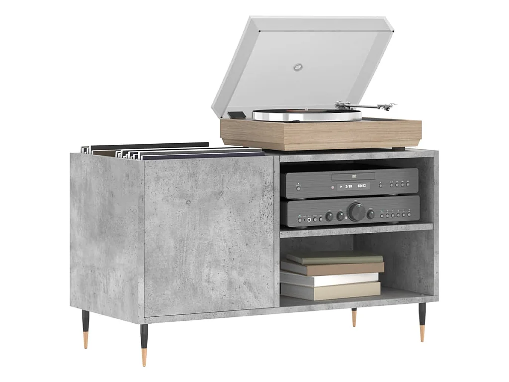 Armoire à disques gris béton 85x38x48 cm bois d'ingénierie