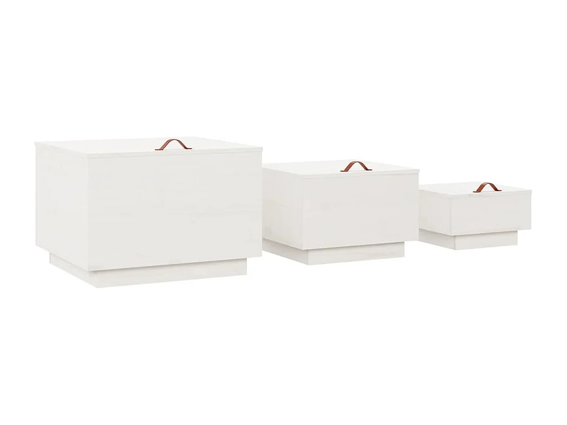 Opbergboxen met deksels 3 st massief grenenhout wit