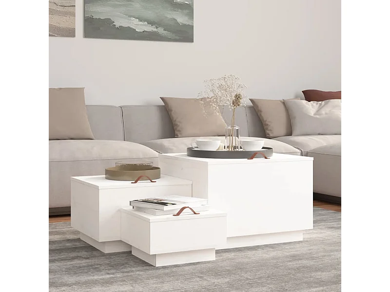 Aufbewahrungsboxen mit Deckeln 3 Stk. Weiß Massivholz Kiefer