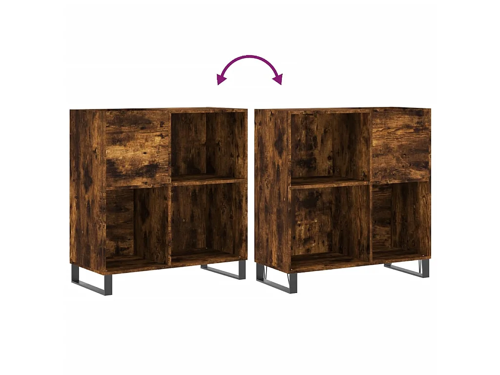 Armoire à disques chêne fumé 84,5x38x89 cm bois d'ingénierie