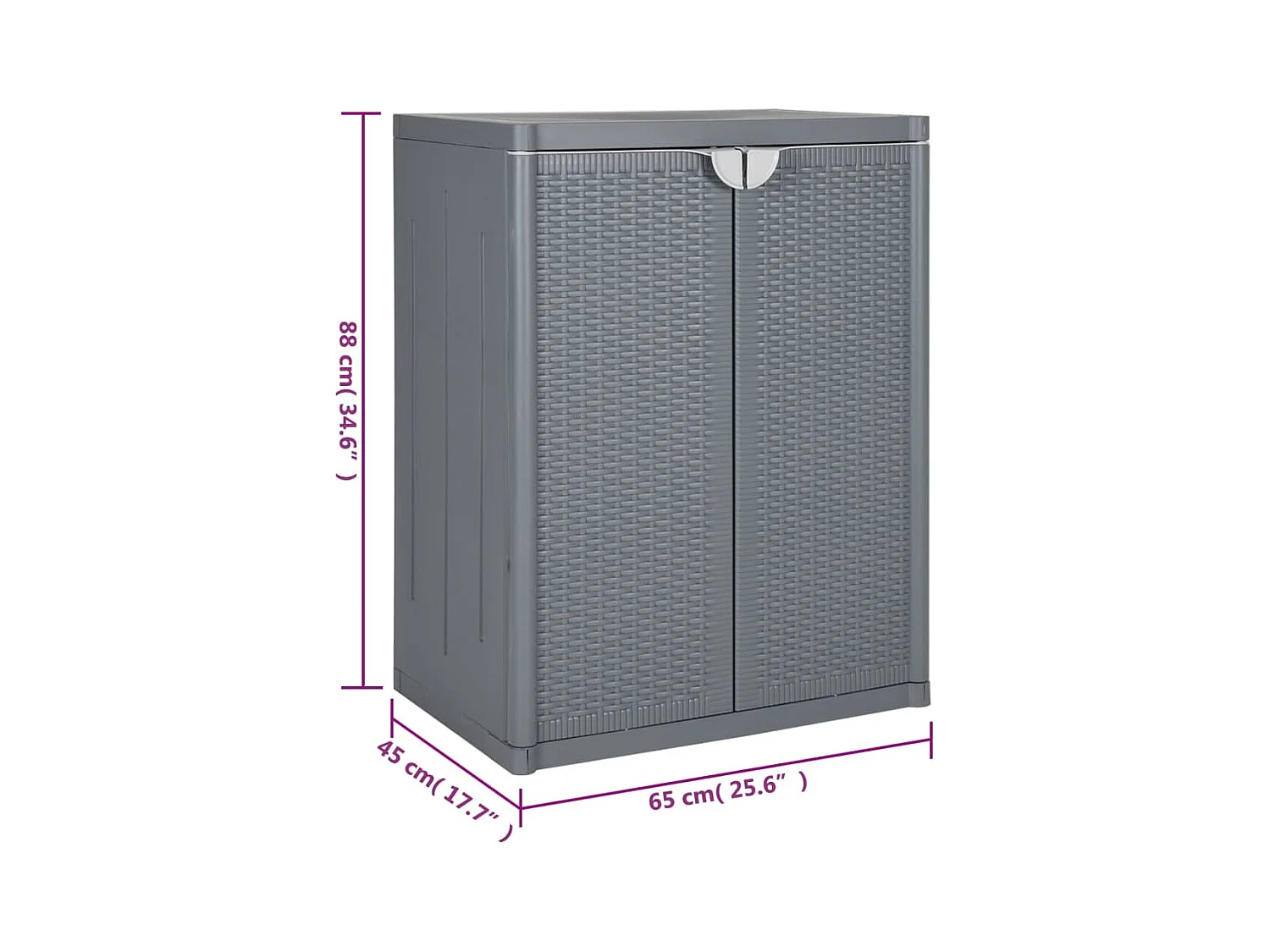 Armoire de rangement de jardin gris 65x45x88 cm PP rotin