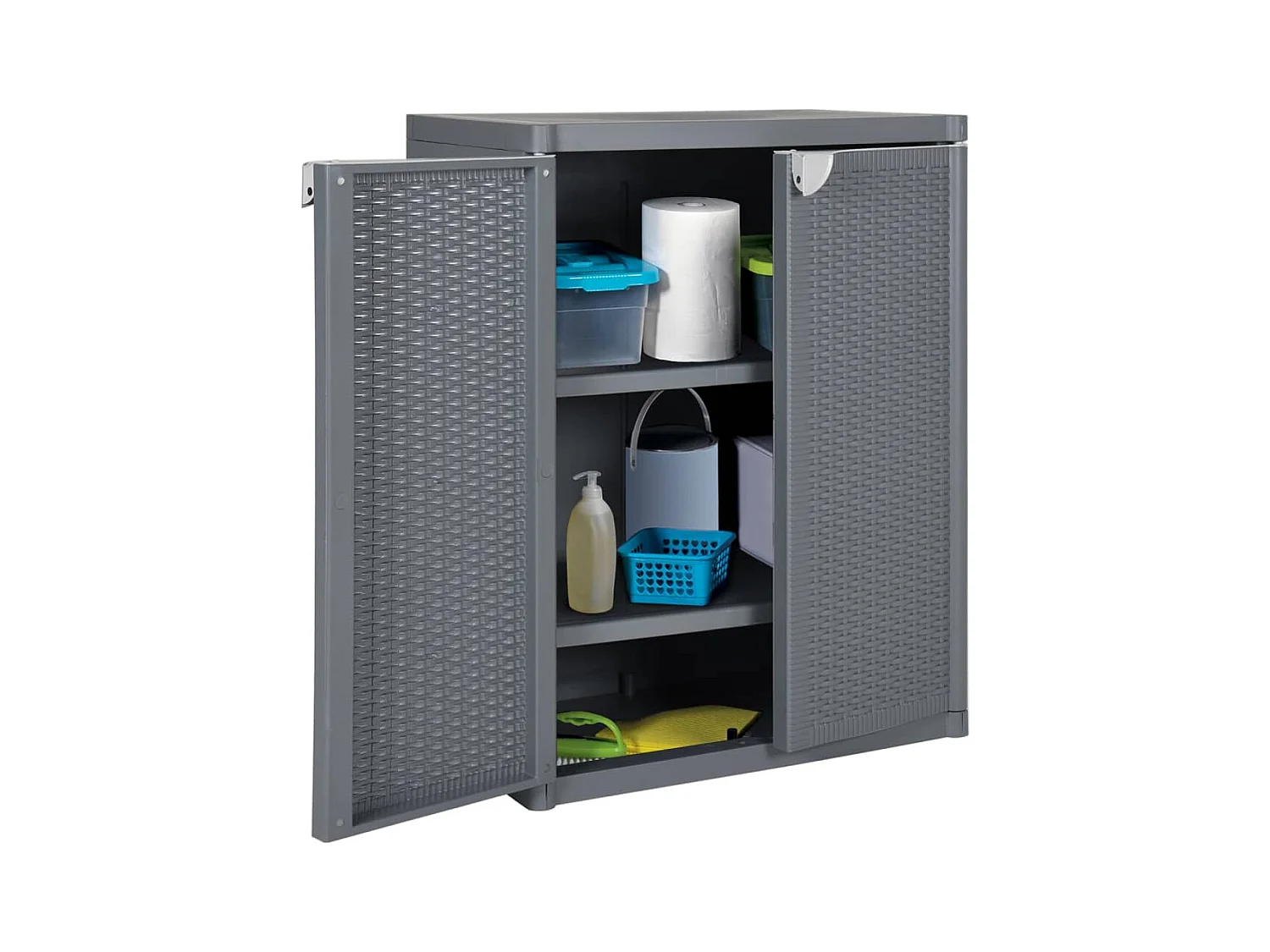 Armoire de rangement de jardin gris 65x45x88 cm PP rotin