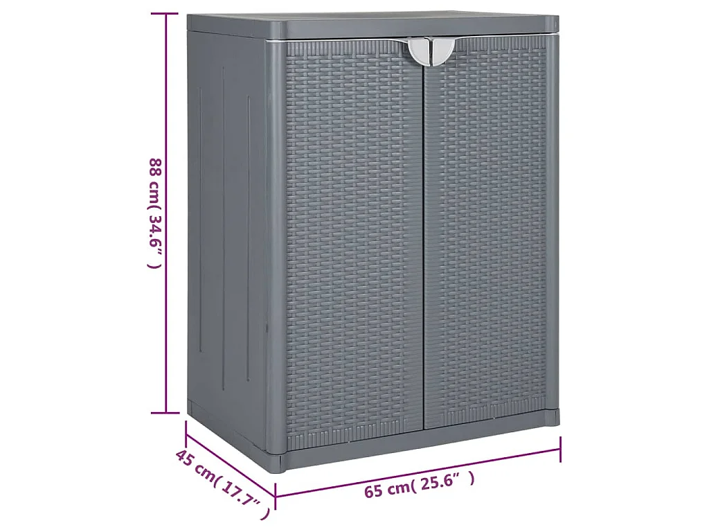 Gartenschrank Grau 65x45x88 cm PP Rattan-Optik