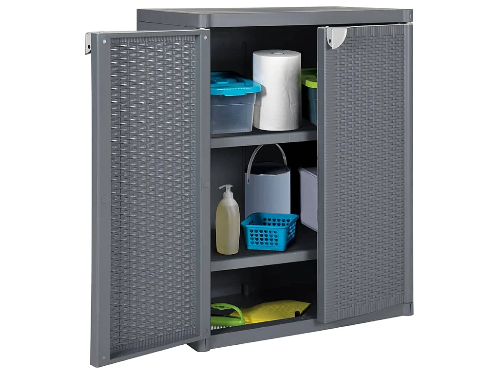 Gartenschrank Grau 65x45x88 cm PP Rattan-Optik